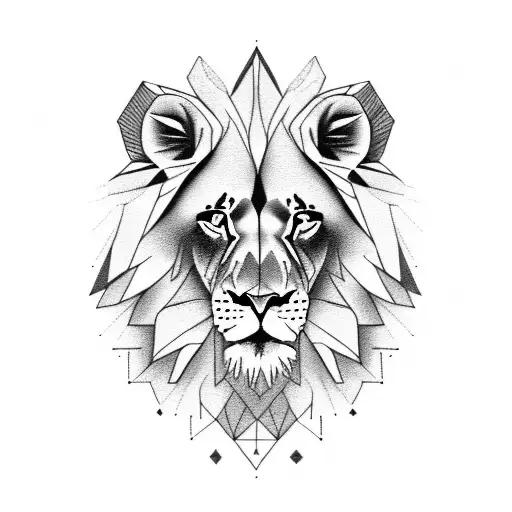 A majestic lion standing on the peak of Kilimanjaro tattoo design idea
