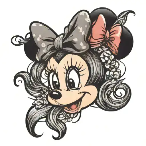 minnie mouse head tattoo design idea