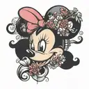 minnie mouse head tattoo design idea