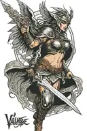 Valkyrie warrior wielding tattoo design idea