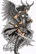 Valkyrie warrior wielding tattoo design idea