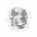 A stoic philosopher reading a book in the Colorado mountains tattoo design idea