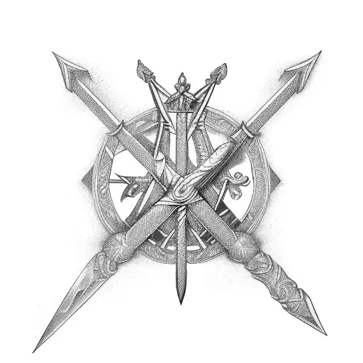 crossed swords tattoo design idea