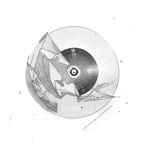 A minimalist tattoo of a vinyl record spinning with Lana Del Rey's signature on it tattoo design idea