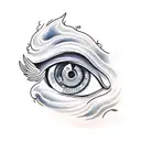 eye of the storm with cloud and lightning tattoo design idea