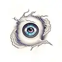 eye of the storm with cloud and lightning tattoo design idea