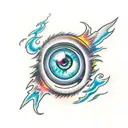 eye of the storm with cloud and lightning tattoo design idea