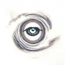 eye of the storm with cloud and lightning tattoo design idea