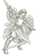 angel warrior wielding a sword tattoo design idea