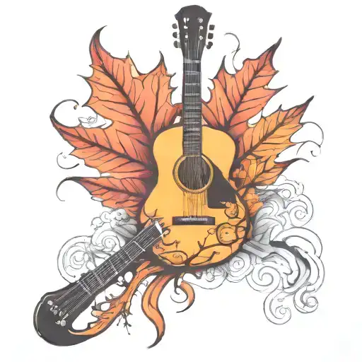Maple Leaf and guitar tattoo design idea