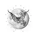 Moon and Moth  tattoo design idea