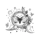Moon and Moth  tattoo design idea