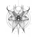 moon moth and witchy tattoo design idea