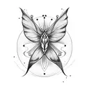 moon moth and witchy tattoo design idea
