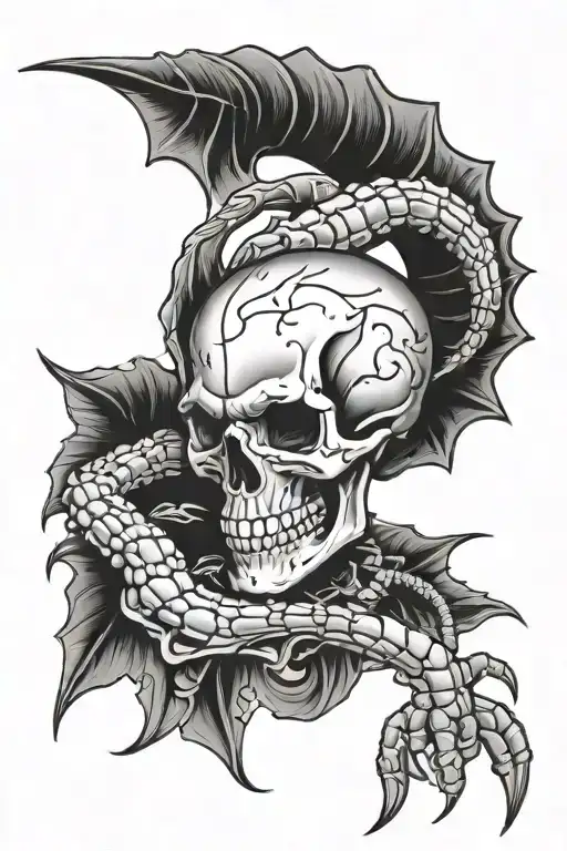 skull and scorpion crawling tattoo design idea