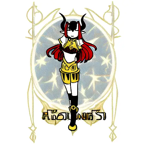 woman, horns, Aries symbol tattoo design idea