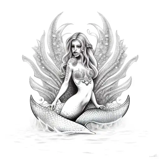 Mermaid siren fairy tattoo design idea