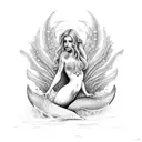 Mermaid siren fairy tattoo design idea