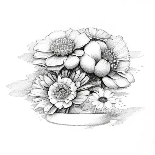August, July, June, December birth flowers  tattoo design idea