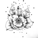 August, July, June, December birth flowers  tattoo design idea