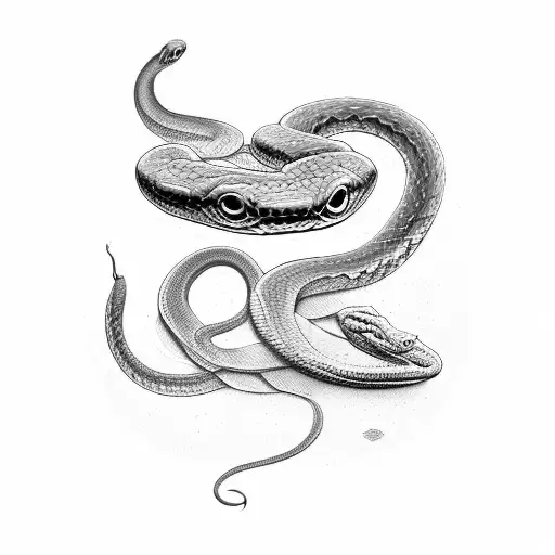 one snake body that has three different snake heads tattoo design idea