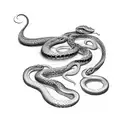 one snake body that has three different snake heads tattoo design idea