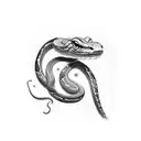 one snake body that has three different snake heads tattoo design idea