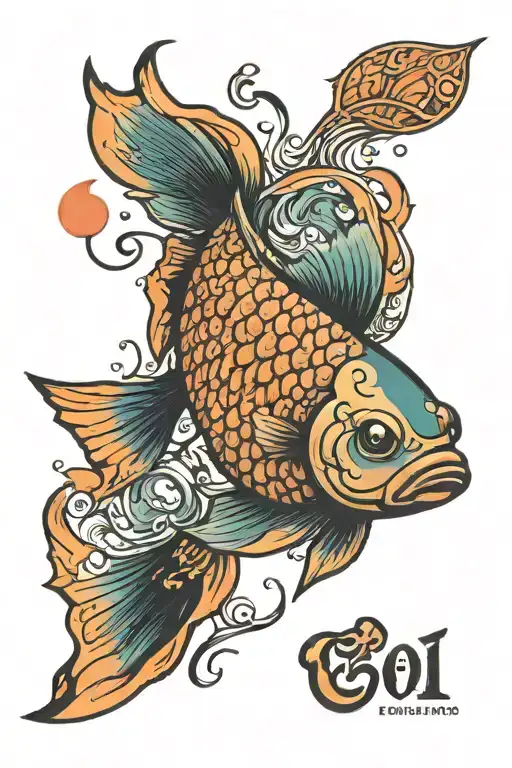 coi fish swimming tattoo design idea