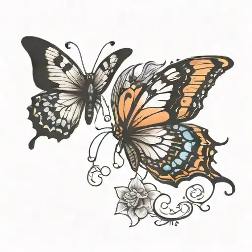 half butterfly and half moth tattoo design idea