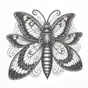 single insect where the right half is a butterfly and the left half is moth, for neck tattoo on throat tattoo design idea