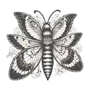 single insect where the right half is a butterfly and the left half is moth, for neck tattoo on throat tattoo design idea