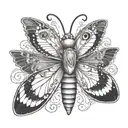 single insect where the right half is a butterfly and the left half is moth, for neck tattoo on throat tattoo design idea