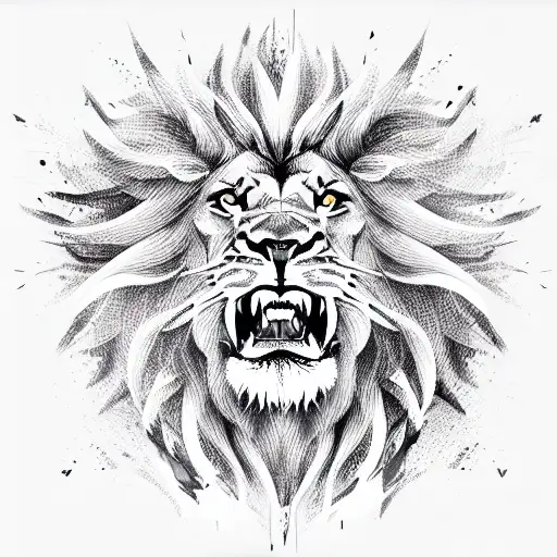 lion roaring over gazelle tattoo design idea