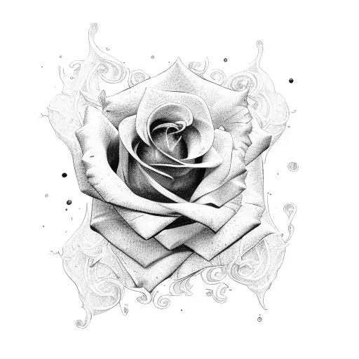 knowledge and power with rose tattoo design idea