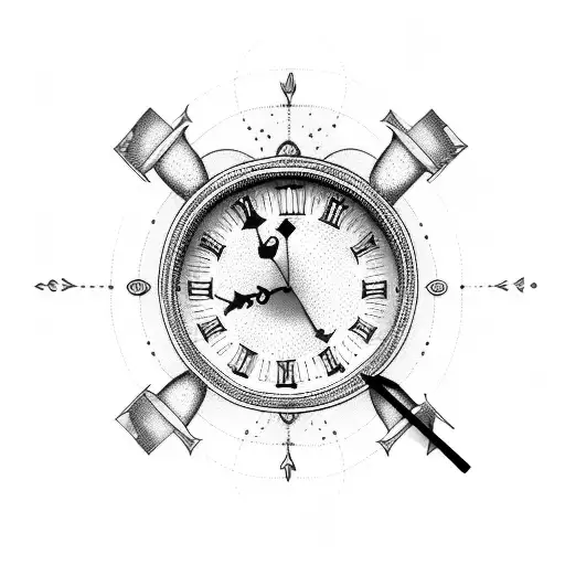 clock and knowledge  tattoo design idea