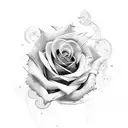 knowledge and power with rose tattoo design idea