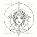  dark tattoo with many small patterns with a Gothic cross and in the center there are anime girls The tattoo is feminin  tattoo design idea