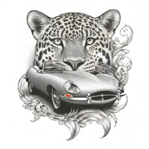 e type jaguar car tattoo design idea