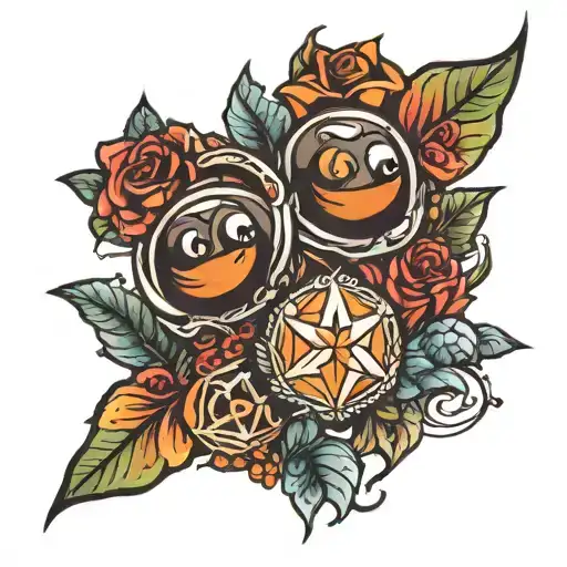 m&m and jewel tattoo design idea
