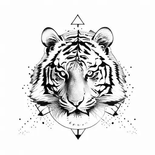 A fierce tiger climbing a mountain peak tattoo design idea