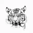 A fierce tiger climbing a mountain peak tattoo design idea