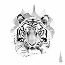 A fierce tiger climbing a mountain peak tattoo design idea