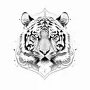 A fierce tiger climbing a mountain peak tattoo design idea