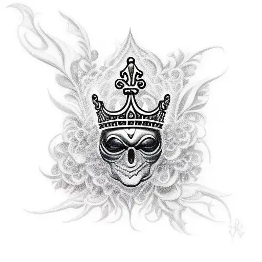 black crow with crown and fleur de lis tattoo design idea