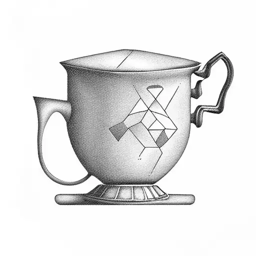 A tea pot and 4 big cups 4 medium cups with one boy one. 5 baby cups, 3 boy cups out of the five and 2 girl ones.  tattoo design idea