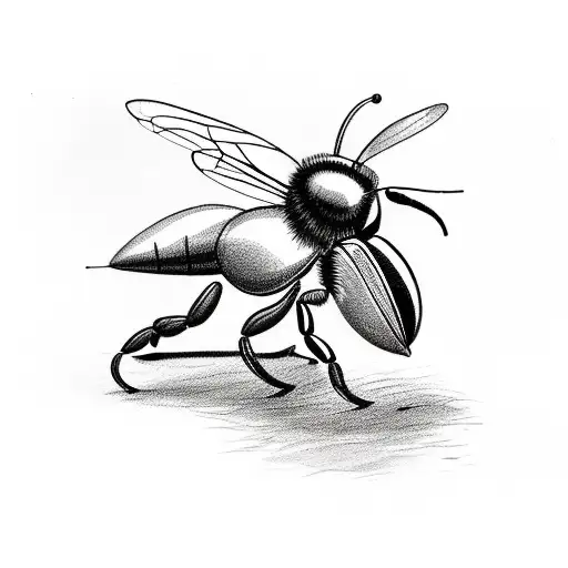 An anthropologist sketching a tropical bee on a yellow background tattoo design idea