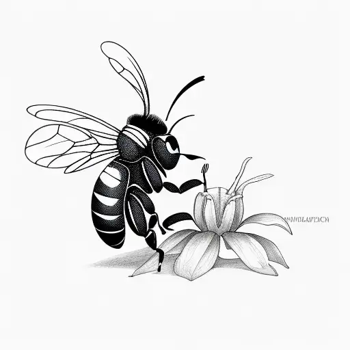 An anthropologist sketching a tropical bee on a yellow background tattoo design idea