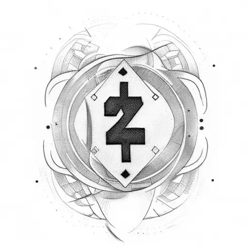 An abstract tattoo design incorporating the number 22 in a creative way, with a running track and football elements intertwined tattoo design idea