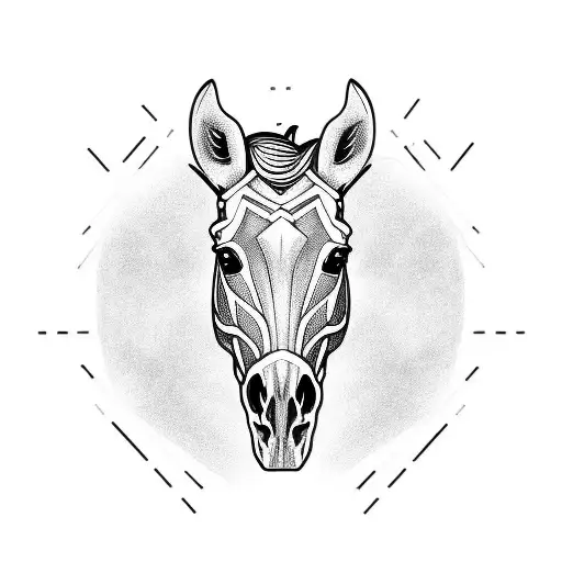 Geometric tattoo of an eight legged horse on Craiyon