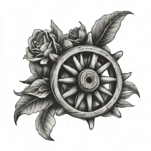 gipsy wagon wheel tattoo design idea